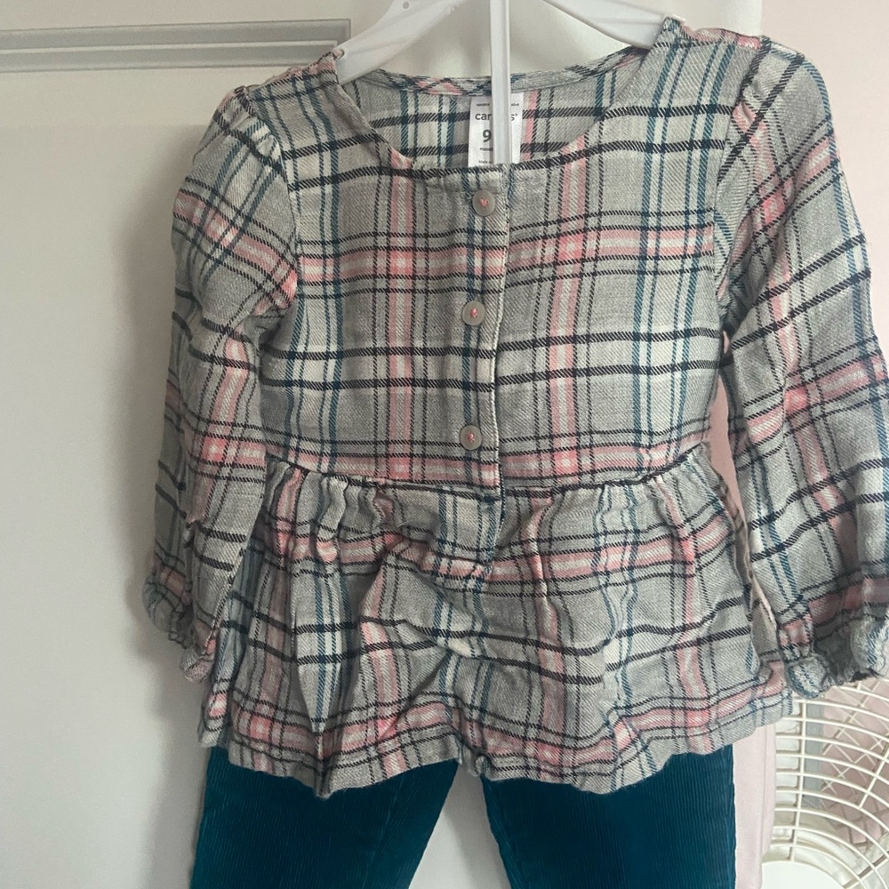 Carter's Pink and Blue Blouse with Classic Plaid Design